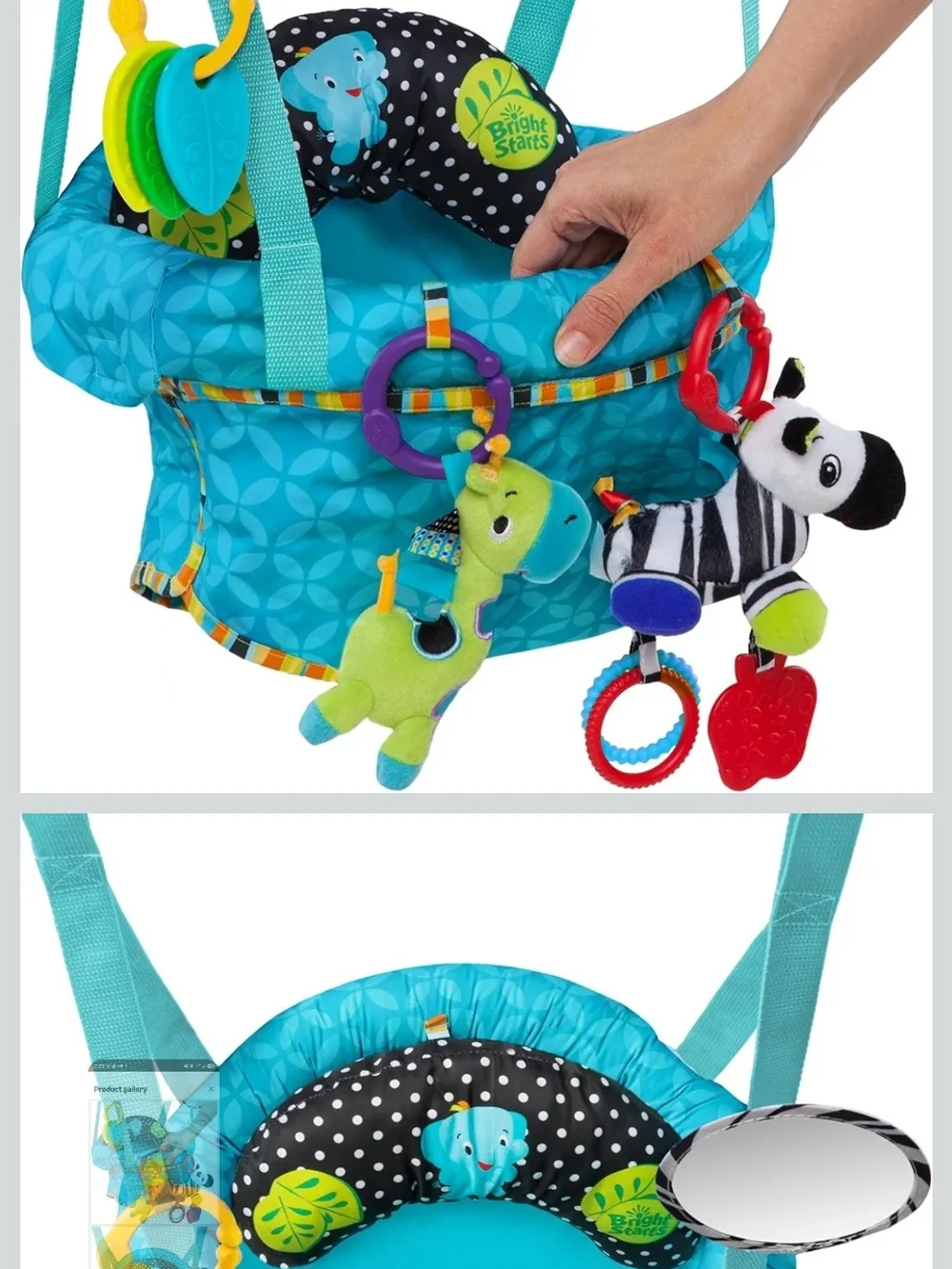 Bright Starts Bounce 'n Spring Deluxe Door Jumper – Blue & Green NWOT